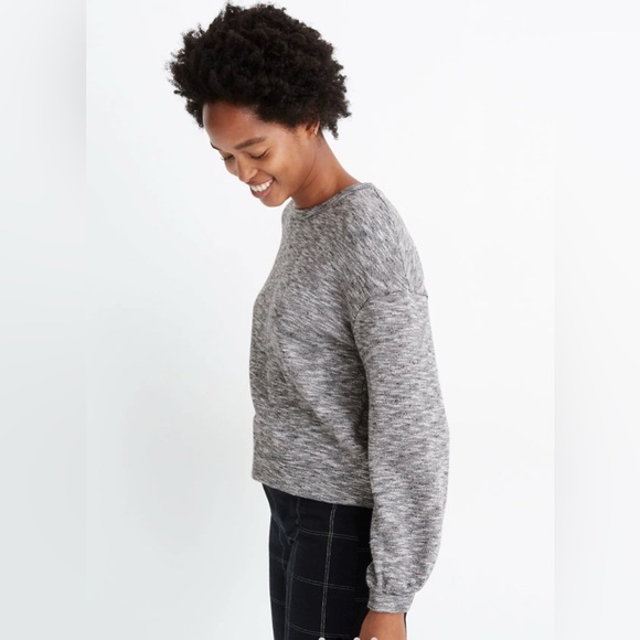 Madewell Textured Crew Neck Sweatshirt Heather Coal Size Small Cotton Office - Picture 1 of 12